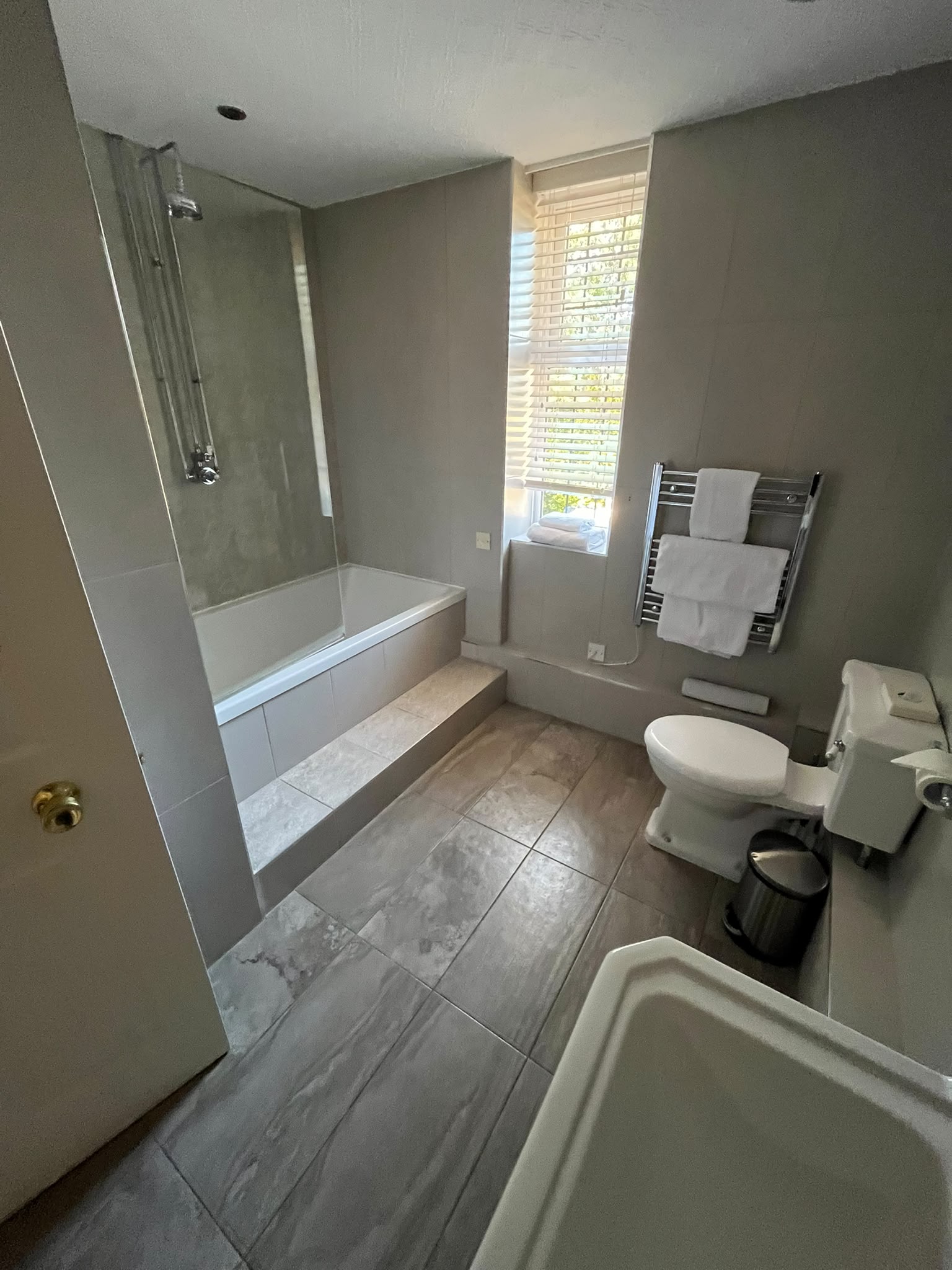 Grey tiled bathroom